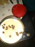 Coffee and chocolate bits in milk