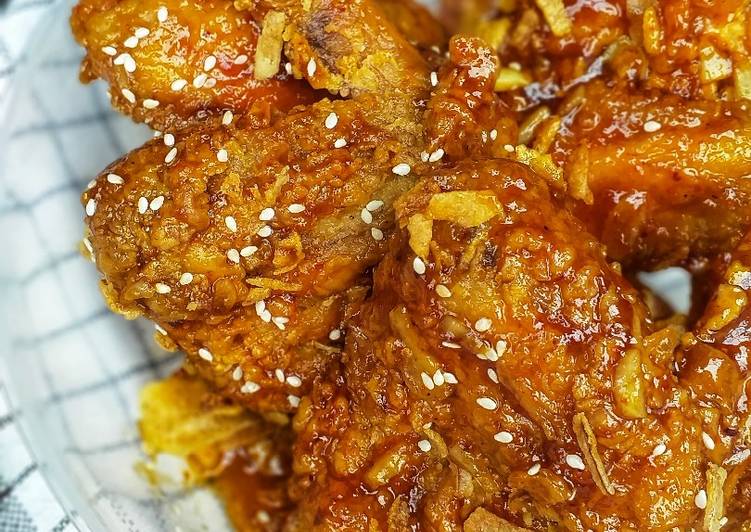 Cara Gampang Membuat #265. Spicy Honey Chicken Wings yang Lezat Sekali