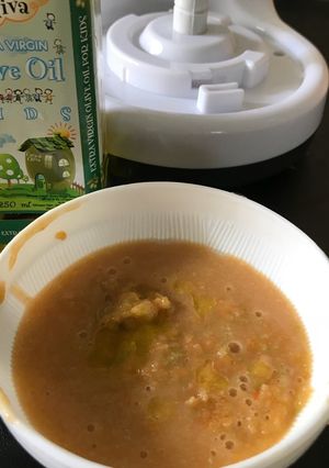 Foto resep Mpasi 6month tepung beras putih with wortel, buncis, tomat + evo