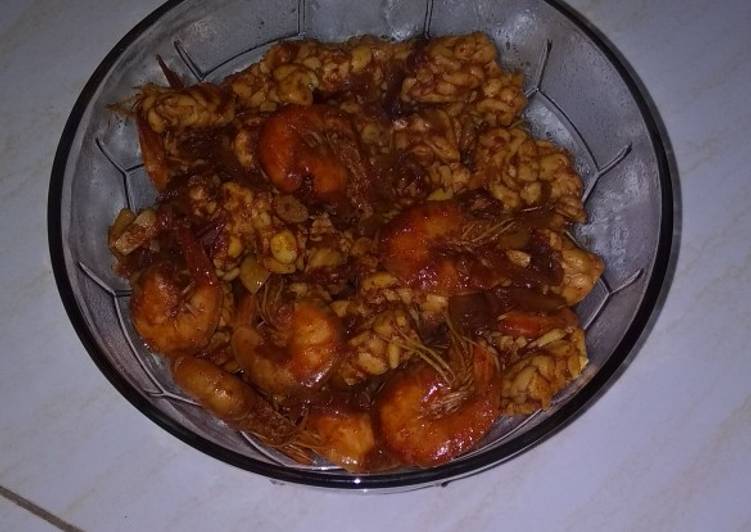 Sambel goreng udang dan tempe (instan dengan bumbu desaku)