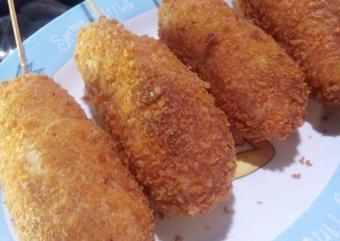Cara Gampang Membuat Korean hotdog isi sosis mozzarela (corndog), Lezat Sekali