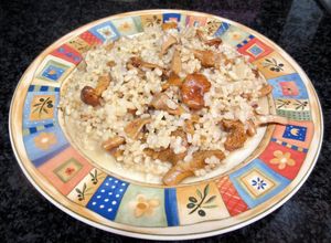 Foto principal de Risotto de arroz integral con rebozuelos y queso crema
