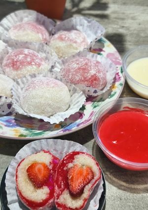 Foto resep Strawberry sticky rice Mochi merah putih, No gula No santan
