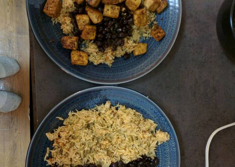 Simple Way to Make Super Quick Homemade Southwestern Tofu, Black Beans, and Rice