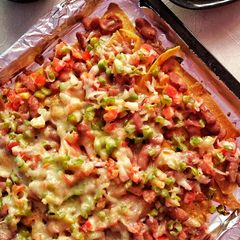 Nachos Supreme with Kidney Beans and Veggies A picture of Nachos Supreme with Kidney Beans and Veggies.