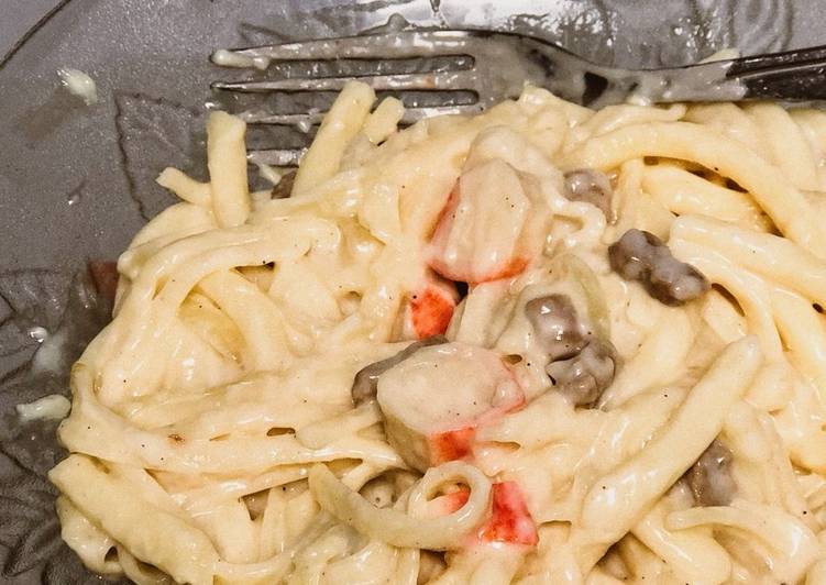 Cara Gampang Membuat Fettucine Carbonara PH Ala ala, Bikin Ngiler