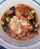 Huevos ahogados con verduras