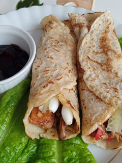 A picture of Jackfruit pancake wrap.