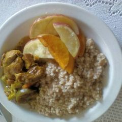 A picture of Mealie Rice in Bean Sauce.