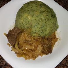 A picture of Supper irio/mukimo and stir fry leftovers #author marathon.