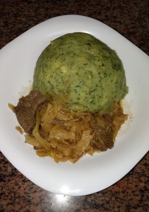 A picture of Supper irio/mukimo and stir fry leftovers #author marathon.