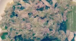 Hình ảnh món Nui xào nấm bào ngư với cải bẹ xanh và thịt xay
