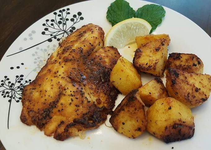 Steps to Make Speedy Grilled fish and potatoes