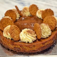 Pumpkin cheesecake with gingersnap pecan crust A picture of Pumpkin cheesecake with gingersnap pecan crust.