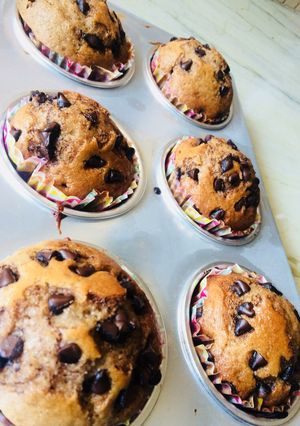 A picture of Eggless chocolate cupcake with choco chips.
