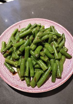 A picture of Beans with Scallop XO Sauce.