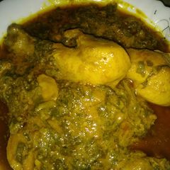 A picture of Palak chicken.
