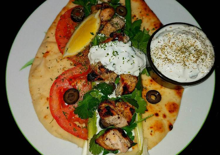 Mike's Grilled Chicken On Naan With Tzatziki Sauce