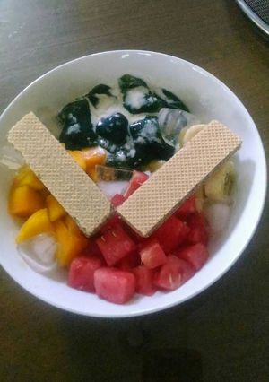 Foto resep Es cincau campur buah