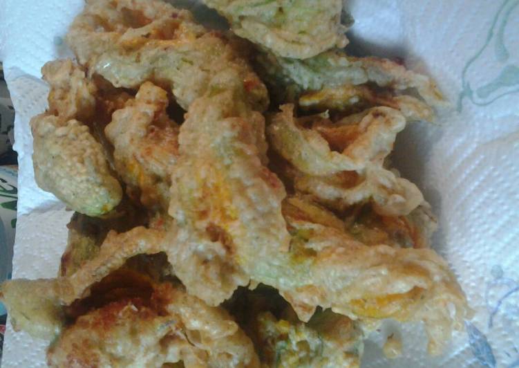 Steps to Prepare Favorite Cheese stuffed zucchini blossoms