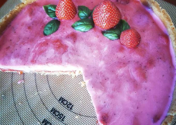 Tarte panna cotta fraise basilic