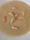 Crema de espárragos blanco con gambas o langostinos