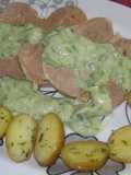 Peceto o lengua, puerros salteados y papines