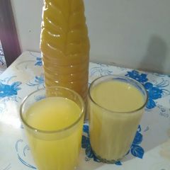 A picture of Mango banana shake and mango squash.