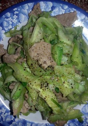 Hình của món Bò Xào Khổ Qua.