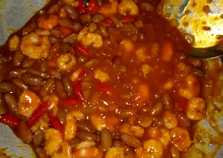 Resep Udang Kacang Merah Saos Padang, Sempurna