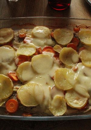 Una foto de Sanguche al horno, de papas con bacalao al diome