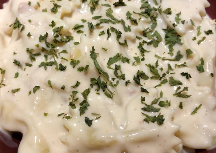 Recipe of Award-winning Tuna Alfredo Bow Tie Pasta 🍝