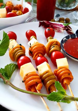 A picture of Trottole Pasta Skewers.