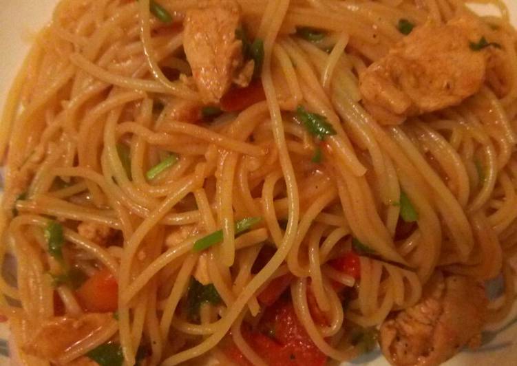 Steps to Prepare Super Quick Homemade Spaghetti with chicken