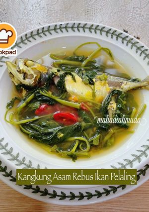 Gambar 👩‍🍳Kangkung Asam Rebus Ikan Pelaling