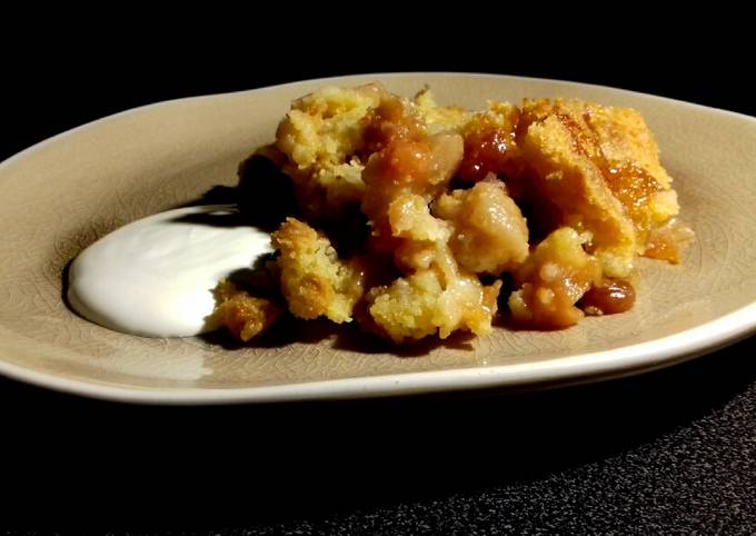 Crumble pommes, raisins