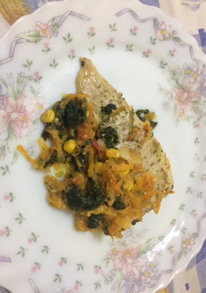 Una foto de Filet con verduras al wol