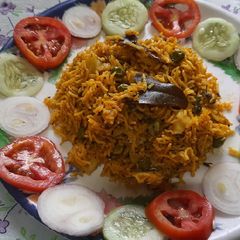 A picture of Vidharbha style Masala bhat (lagnachya pangtitla masala bhat).