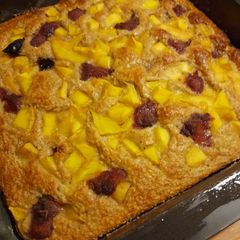 A picture of Breakfast: Pancake traybake (no gluten or refined sugars).