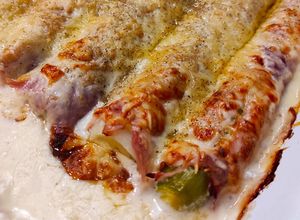 Une photo de Poireaux au jambon gratiné au comté
