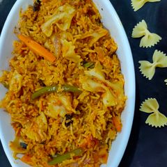 Vegetable and pasta pulao A picture of Vegetable and pasta pulao.