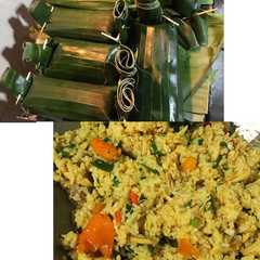 A picture of Nasi Bakar Ayam Suwir Bumbu Bali.