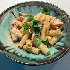 Salmon Pasta with Lemon-Parmesan Sauce A picture of Salmon Pasta with Lemon-Parmesan Sauce.