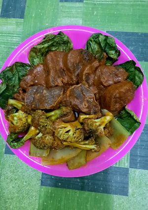 Foto resep Rendang paru sapi, sawi dan brokoli