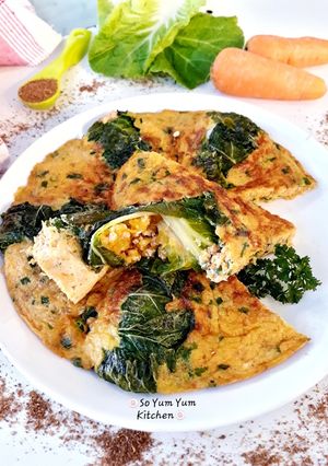 Foto resep Telur Dadar Sawi Gulung Isi Ayam Wortel