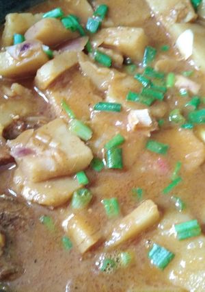 A picture of #Mommas recipes Breadfruit and dry salted fish curry #mo.