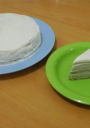 Foto resep Mille Crepes Greentea Cake (step by step)