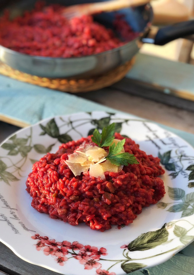 Una foto de Risotto de remolacha
