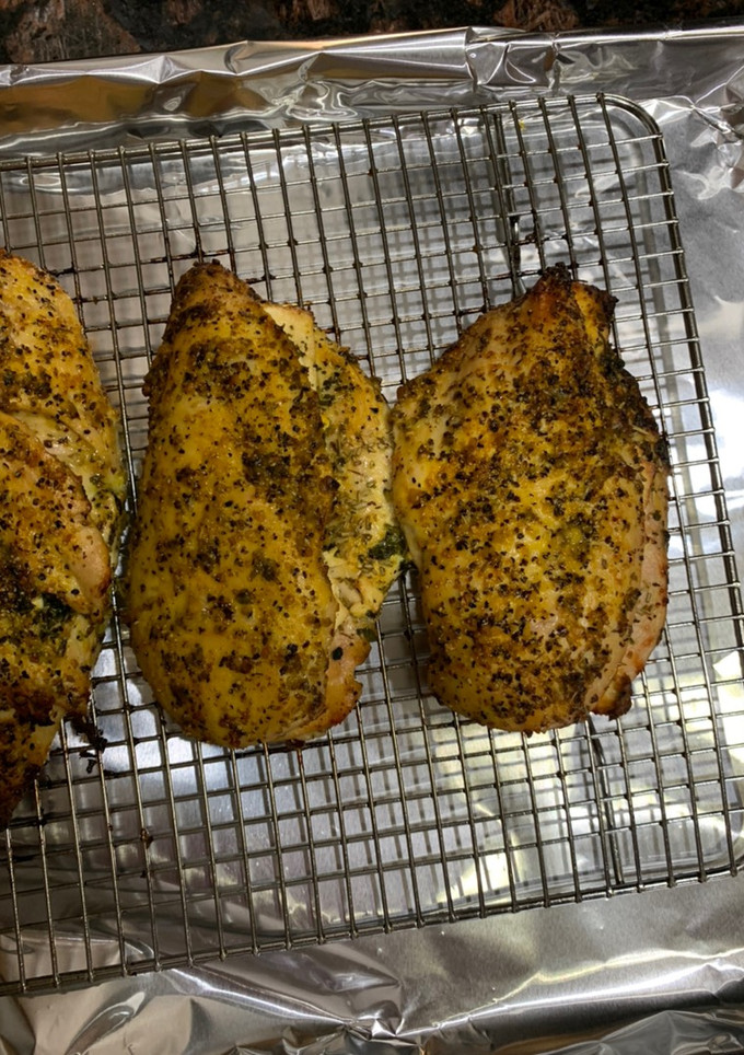 A picture of Smoked chicken breast stuffed with feta.