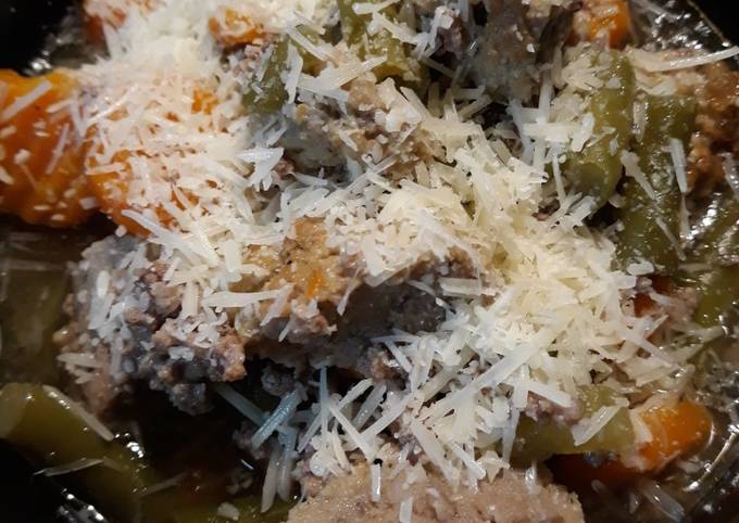 Steps to Make Award-winning Beefy Vegetable Soup with Meatballs low carb